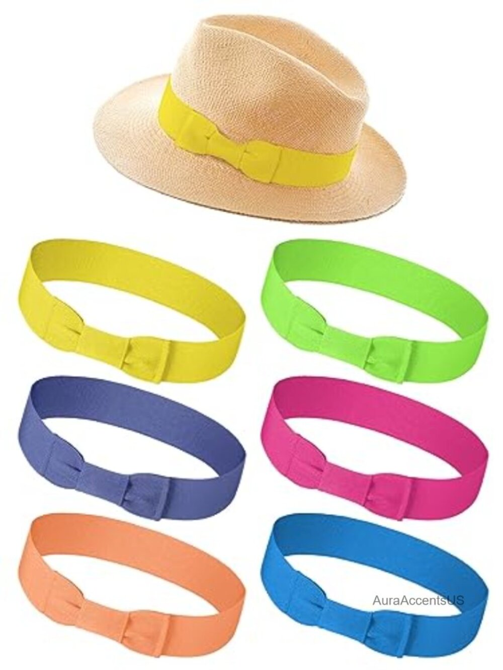 6 Pc Elastic Bowknot Hat Band Set for Women Western Cowboy Hats